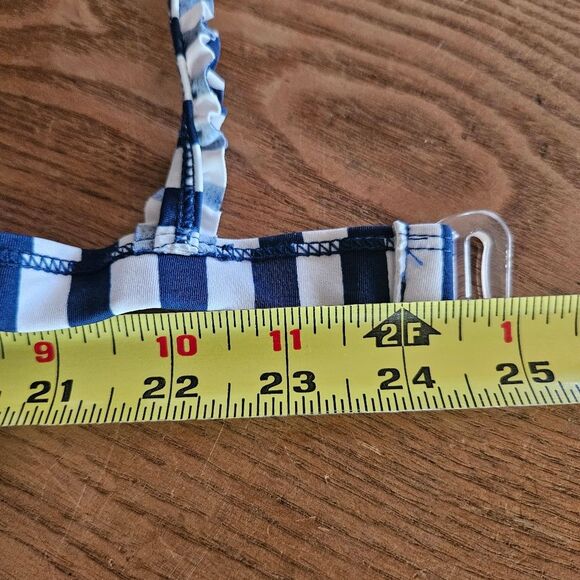 Childrens Place Girls Sz 12 Navy Polka Dot Stripe Bikini Swimwear 2‑Piece Set - Picture 4 of 5